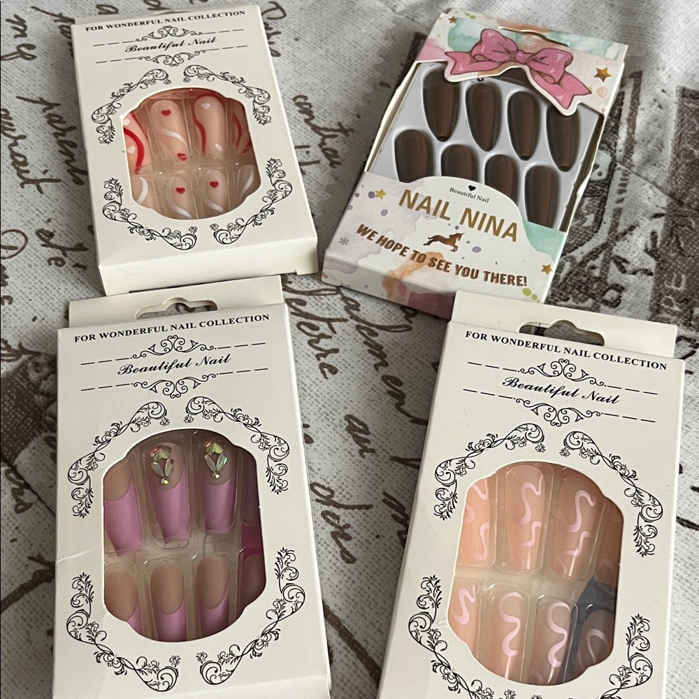 Brown and Pink Nail Set